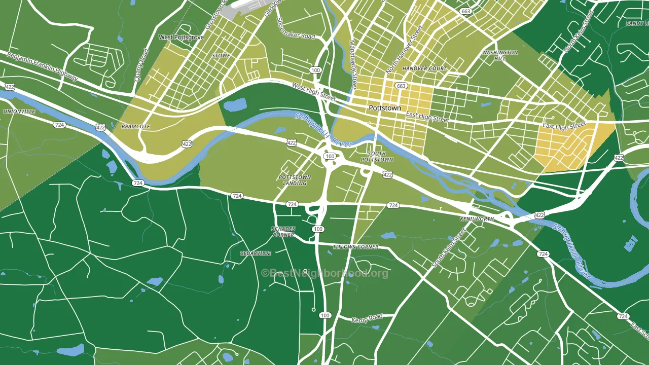 South Pottstown, PA block-group voter-turnout map