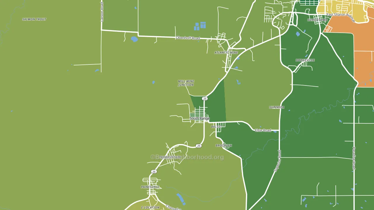 South Range, MI block-group voter-turnout map