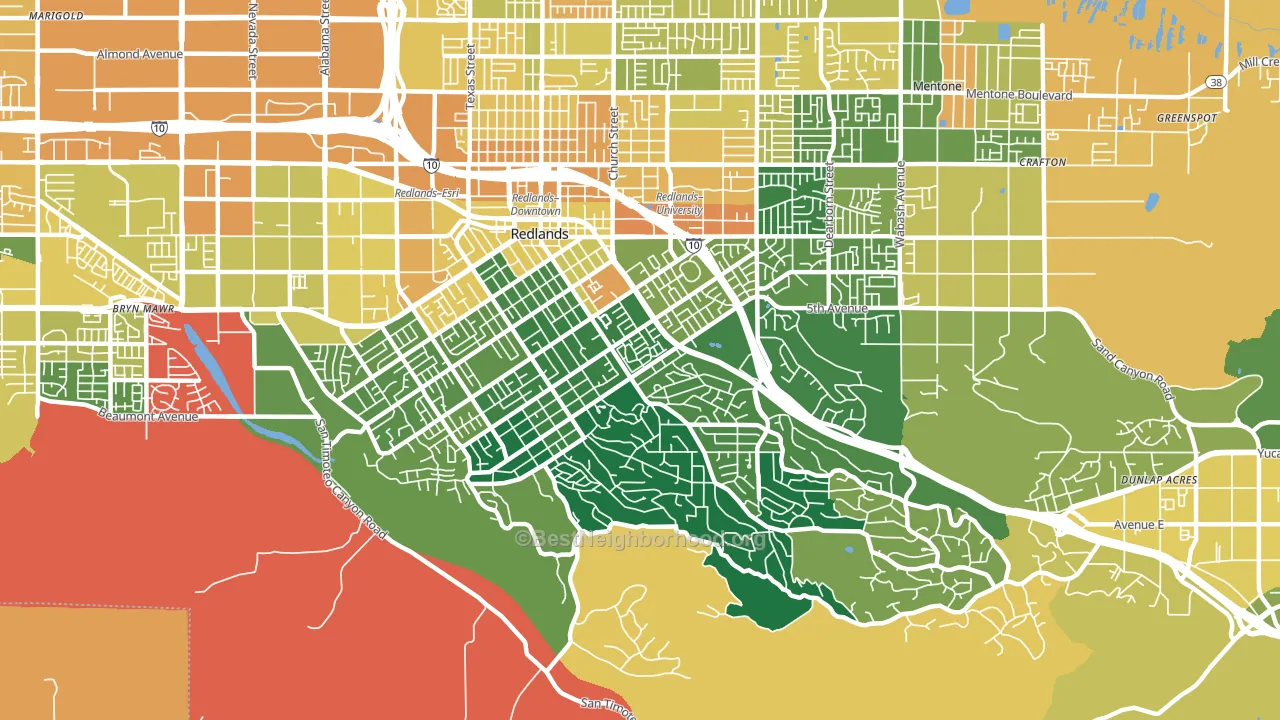 South Redlands, Redlands, CA block-group voter-turnout map