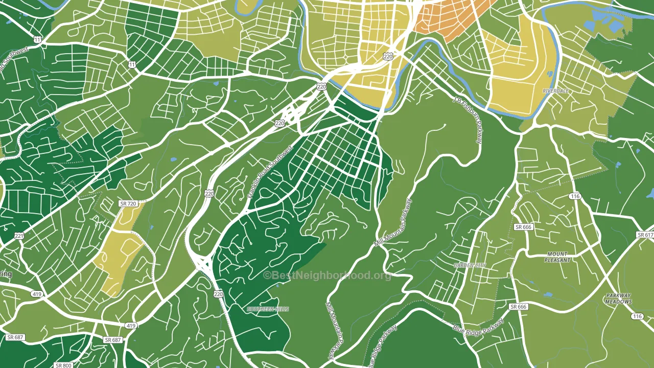 South Roanoke, Roanoke, VA block-group voter-turnout map