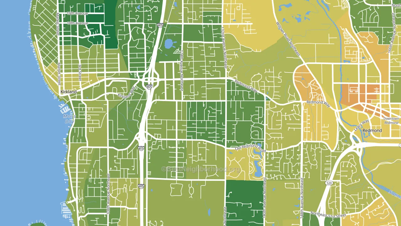 South Rose Hill, Kirkland, WA block-group voter-turnout map