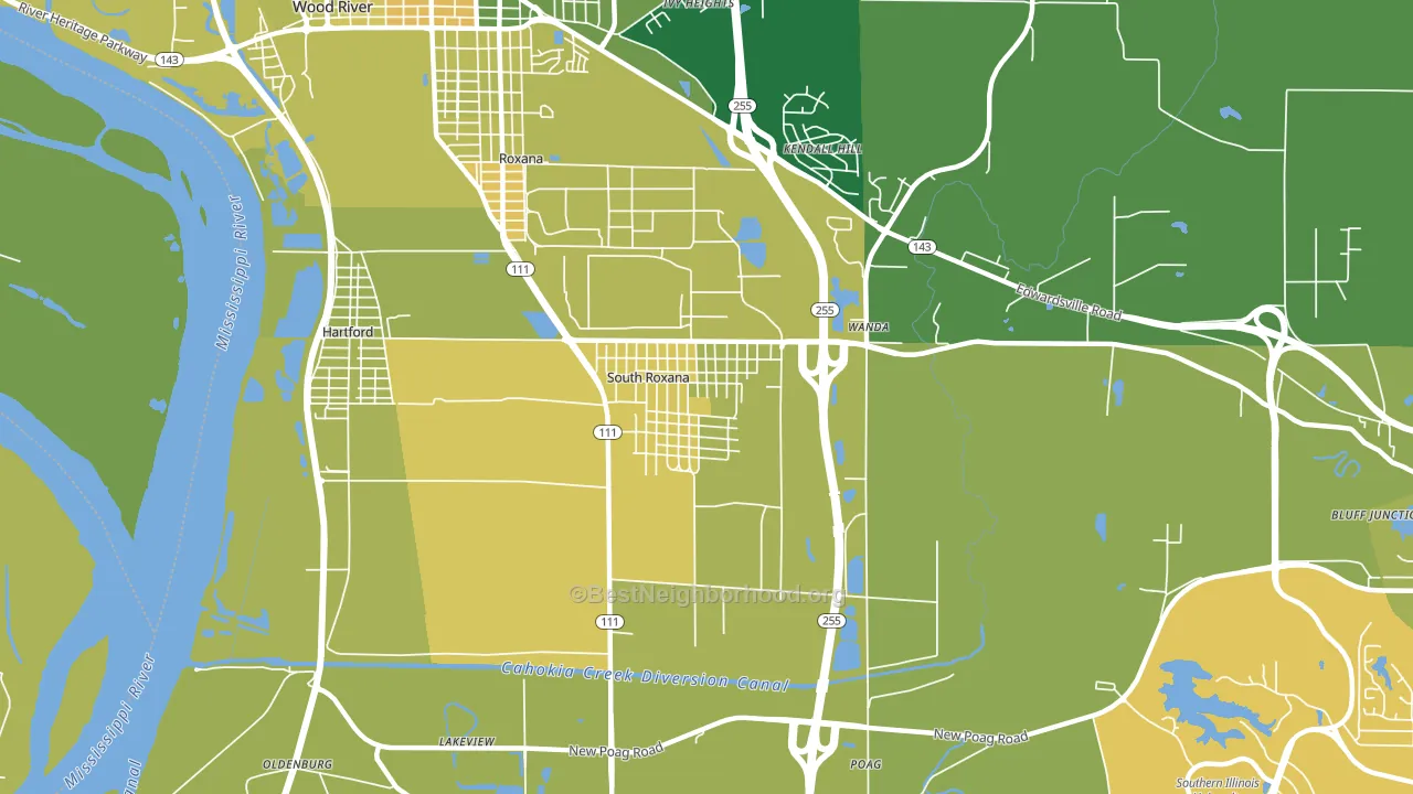 South Roxana, IL block-group voter-turnout map