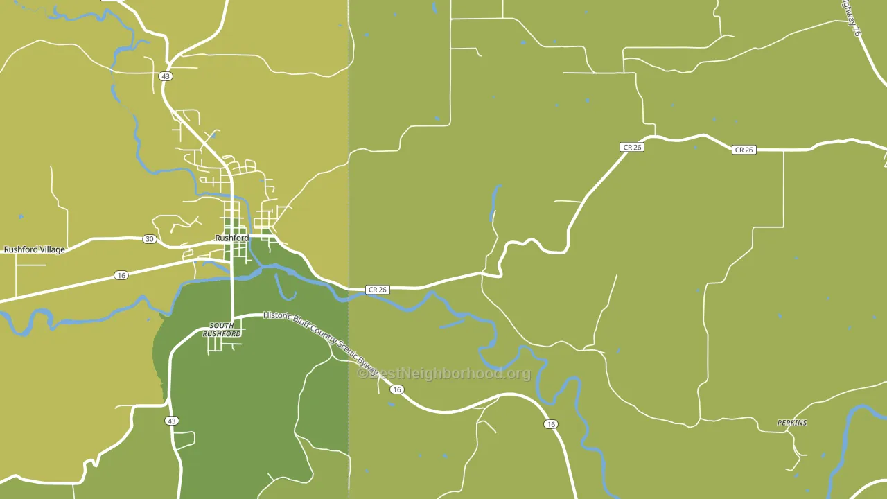 South Rushford, MN block-group voter-turnout map