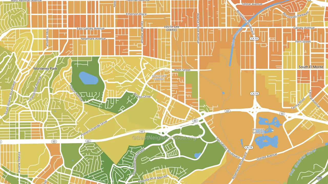South San Gabriel, Rosemead, CA block-group voter-turnout map