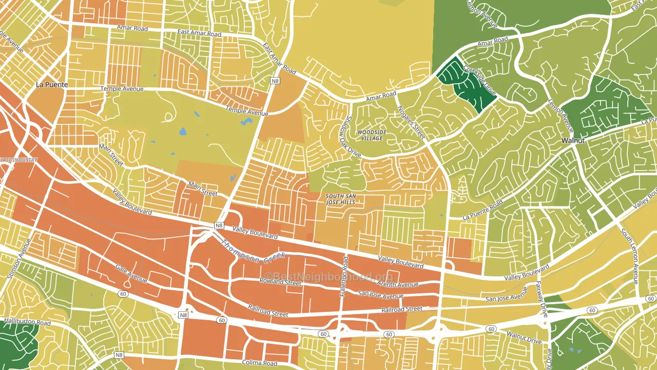 South San Jose Hills, CA block-group voter-turnout map