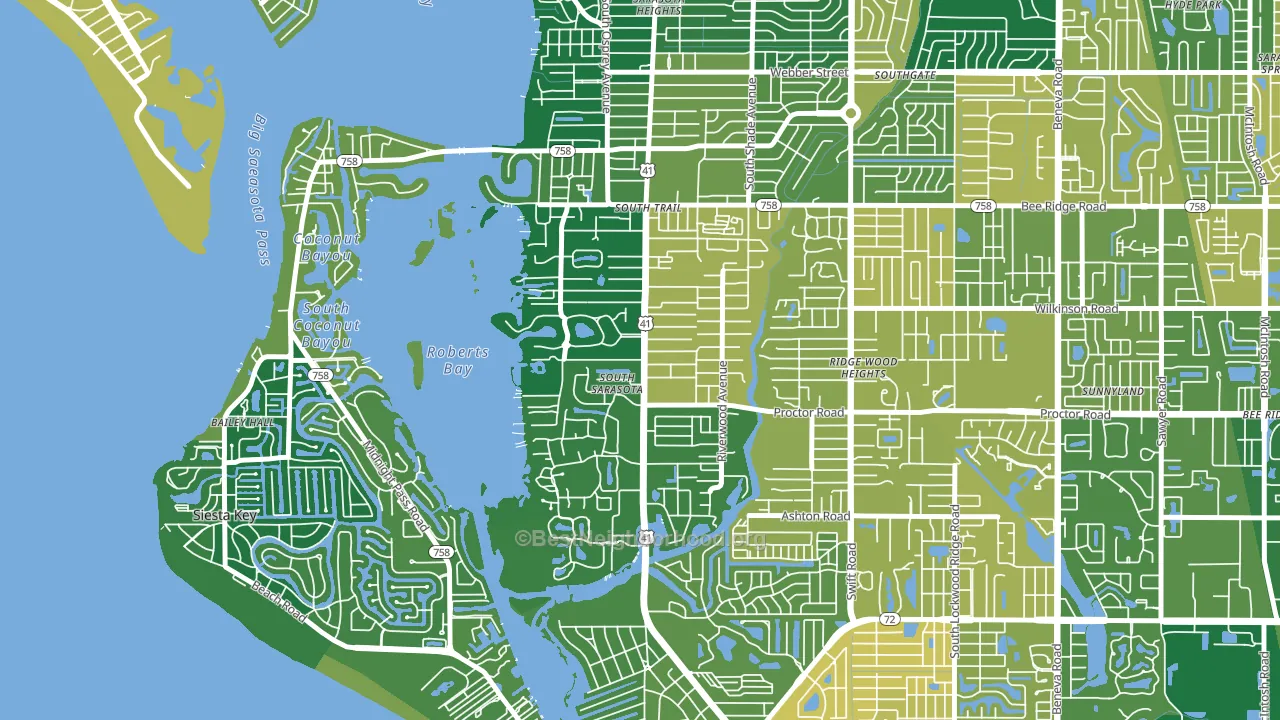 South Sarasota, FL block-group voter-turnout map