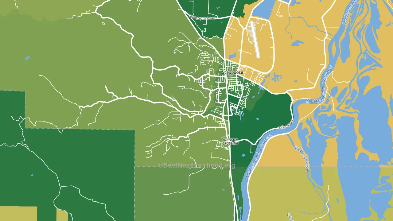South Scappoose, OR block-group voter-turnout map