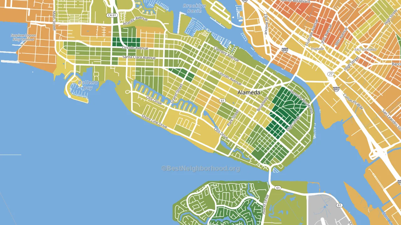 South Shore, Alameda, CA block-group voter-turnout map
