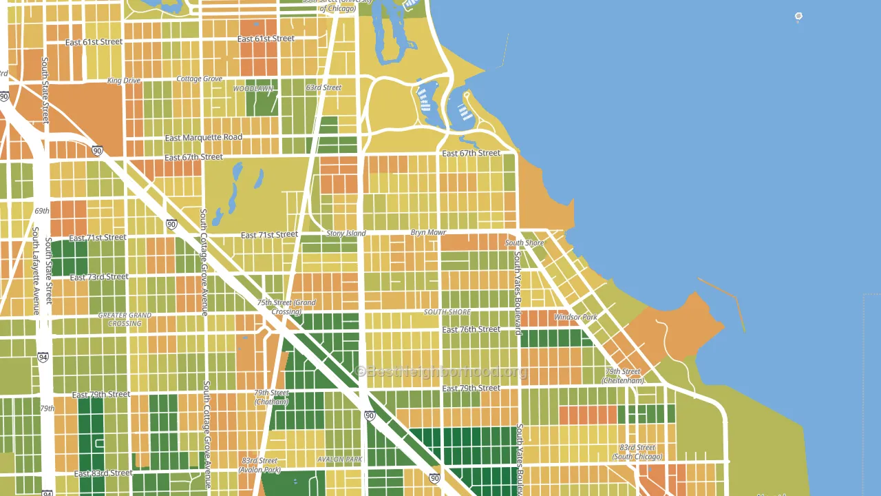 South Shore, Chicago, IL block-group voter-turnout map