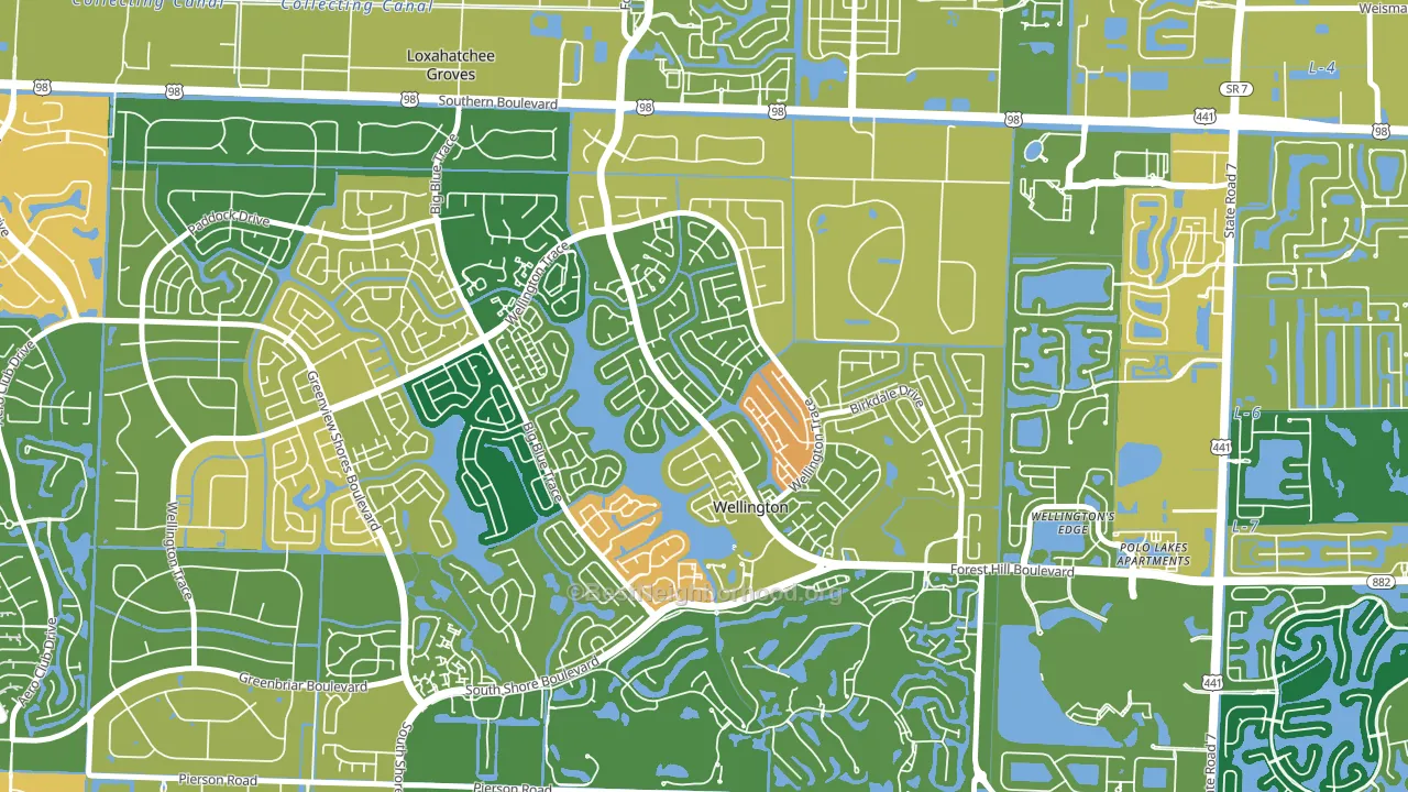 South Shore of Wellington, Wellington, FL block-group voter-turnout map