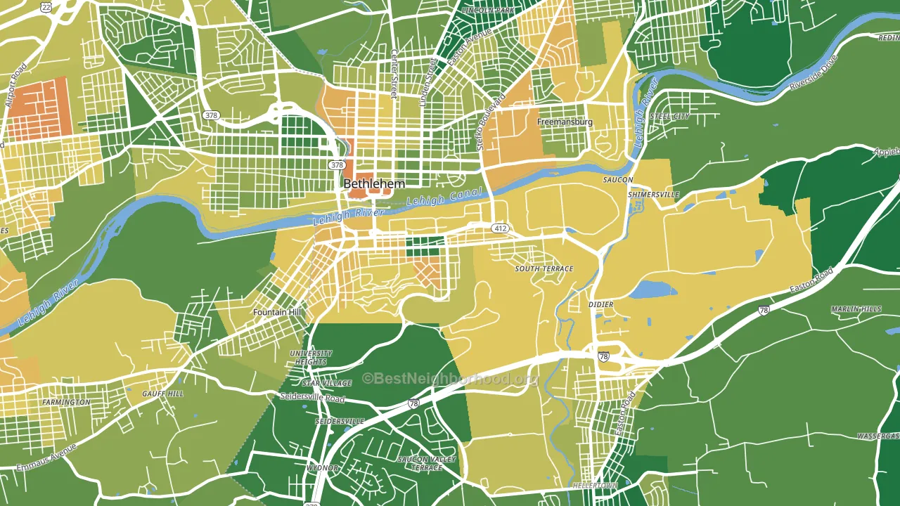 South Side, Bethlehem, PA block-group voter-turnout map