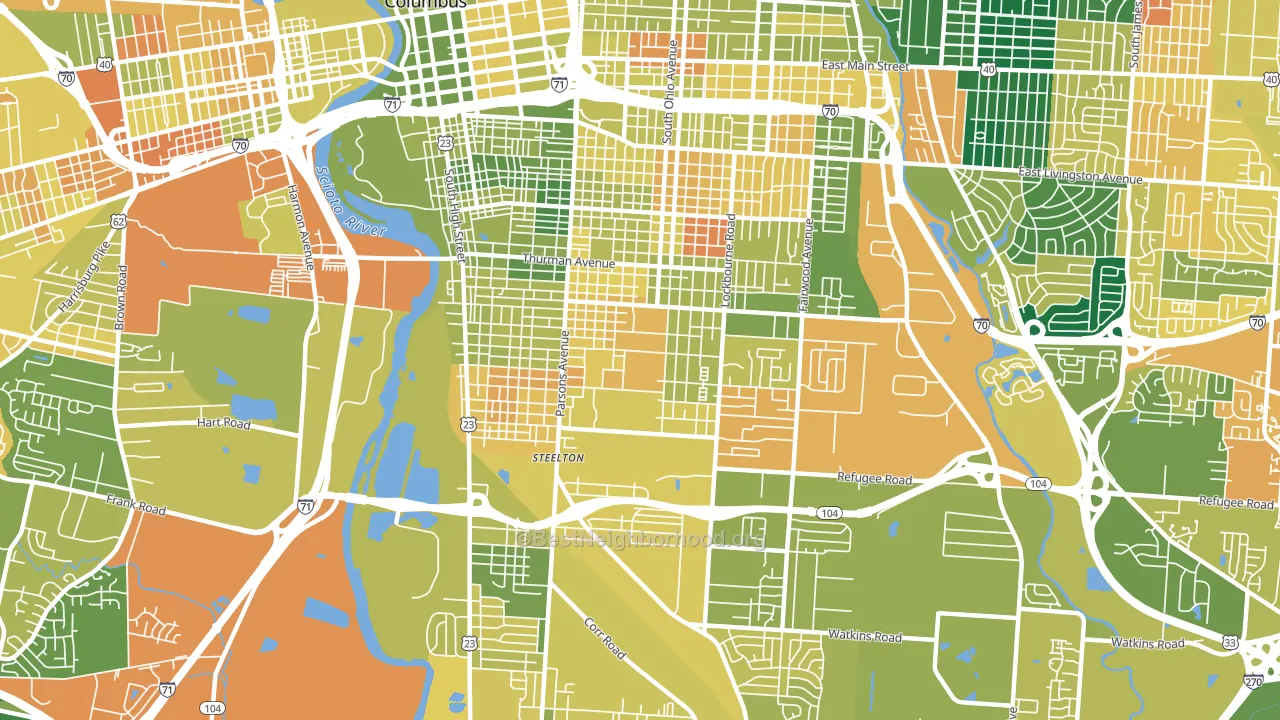 South Side, Columbus, OH block-group voter-turnout map