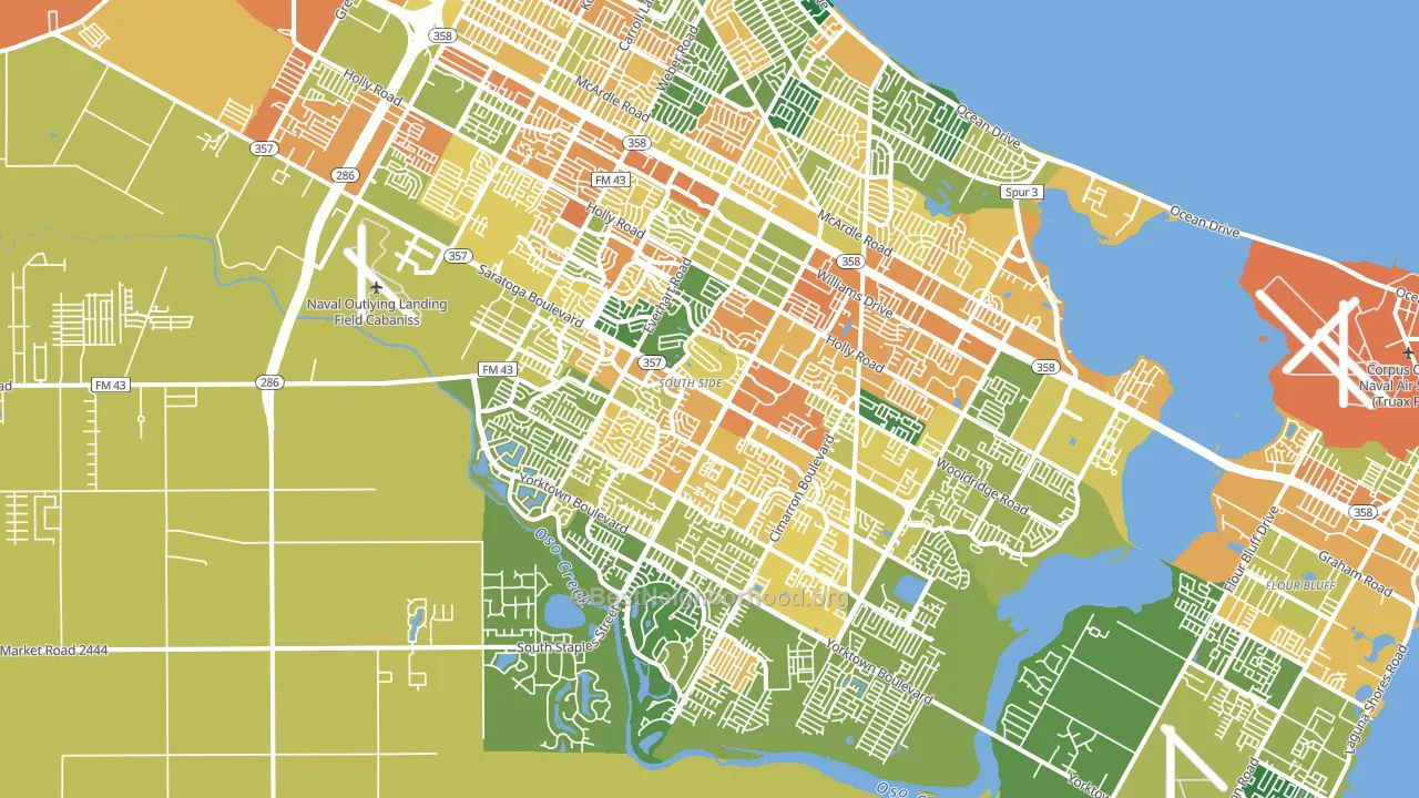 South Side, Corpus Christi, TX block-group voter-turnout map