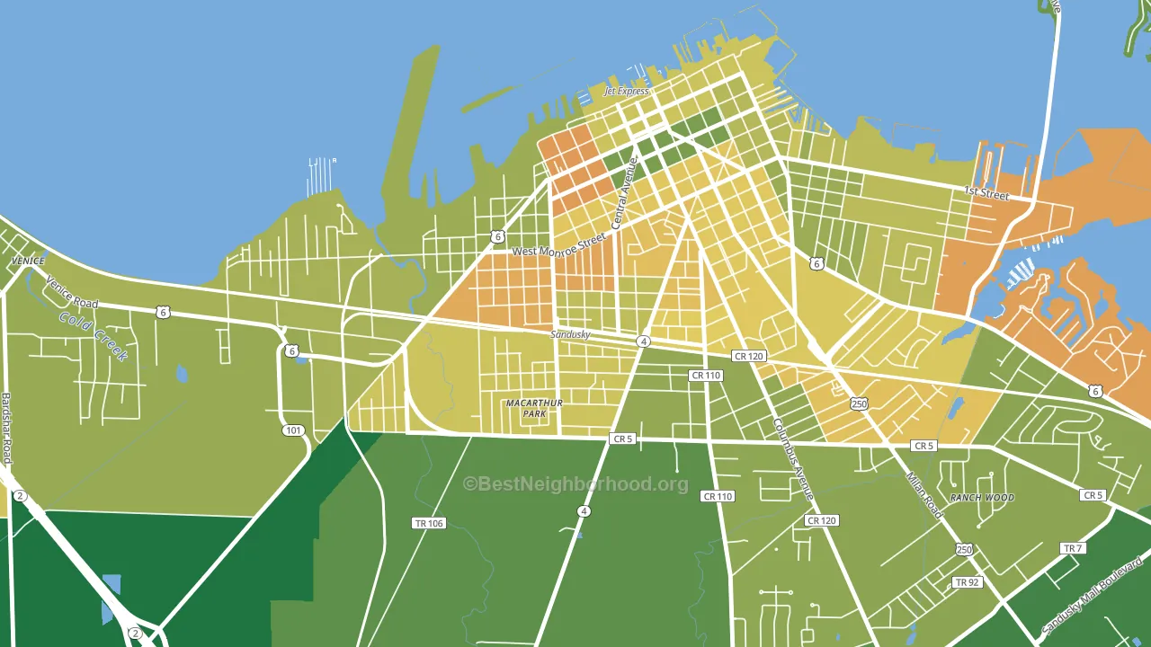South Side, Sandusky, OH block-group voter-turnout map