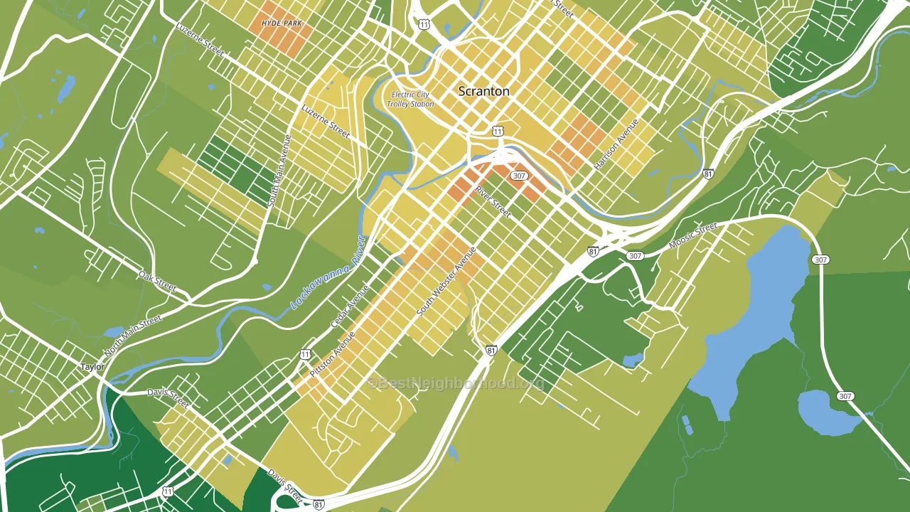 South Side, Scranton, PA block-group voter-turnout map