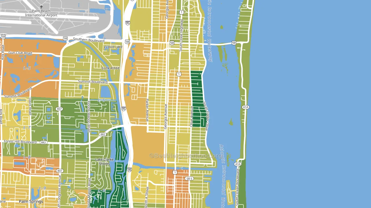 South Side, West Palm Beach, FL block-group voter-turnout map