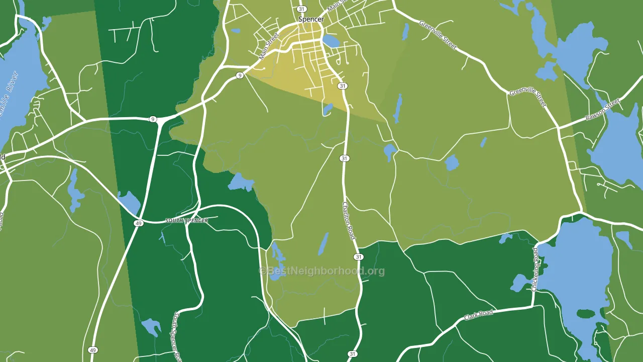 South Spencer, MA block-group voter-turnout map