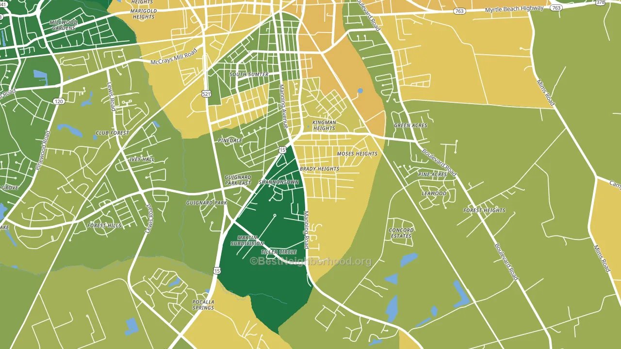 South Sumter, SC block-group voter-turnout map