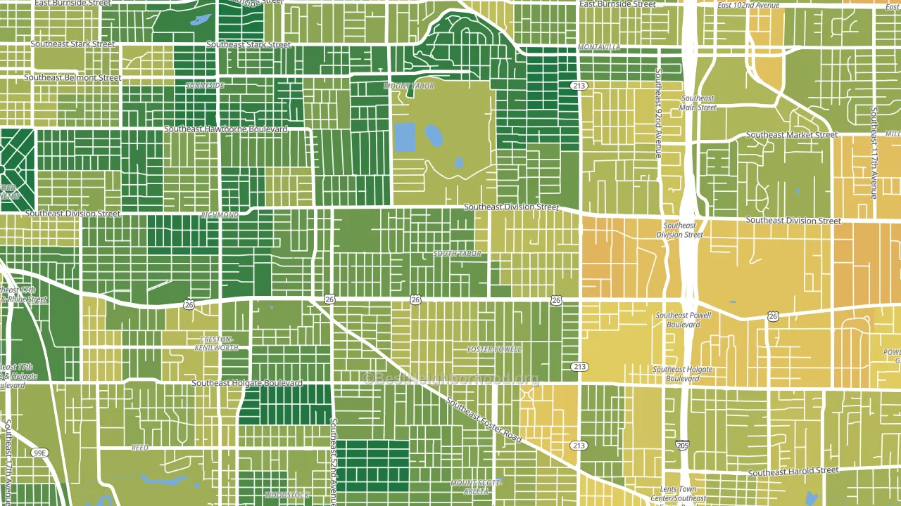 South Tabor, Portland, OR block-group voter-turnout map