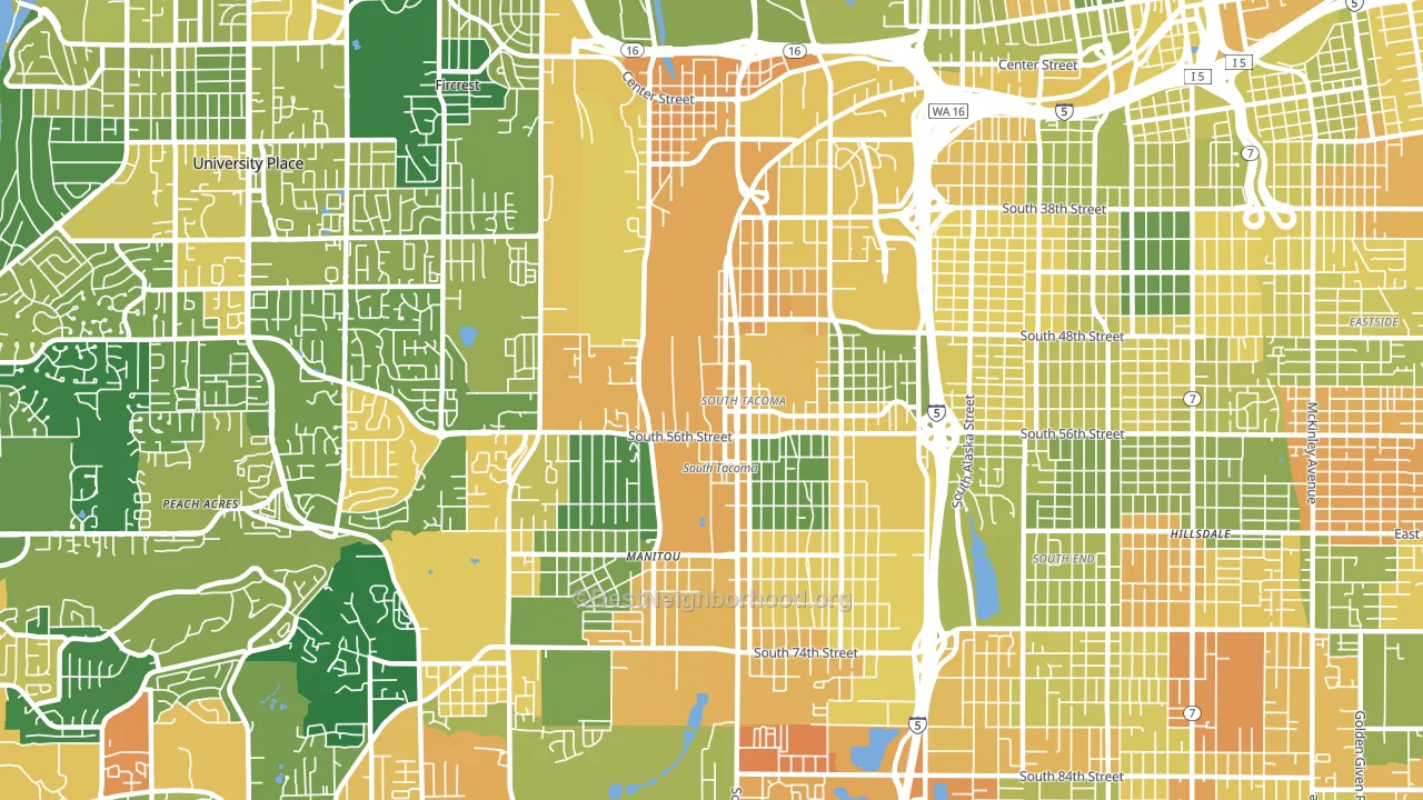 South Tacoma, Tacoma, WA block-group voter-turnout map