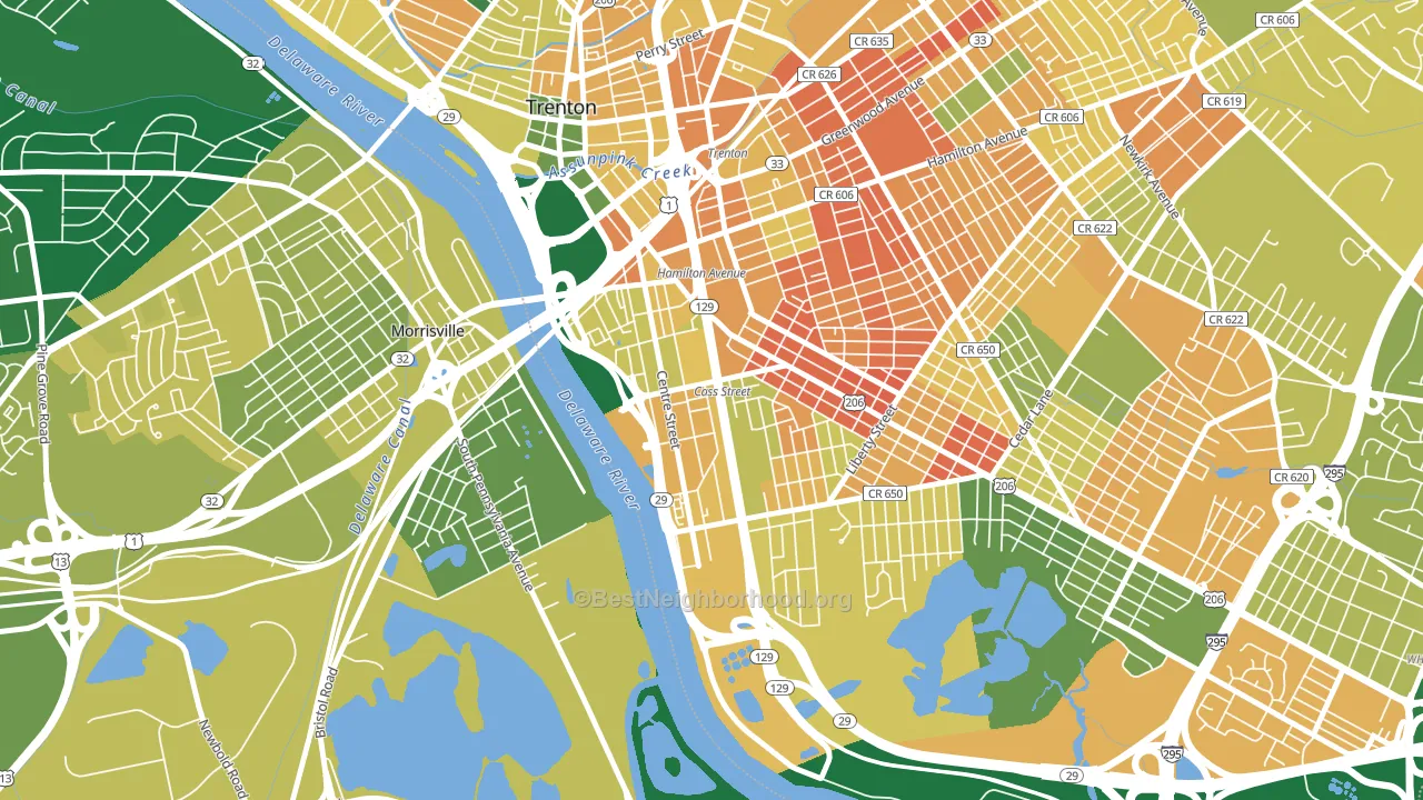 South Trenton, Trenton, NJ block-group voter-turnout map