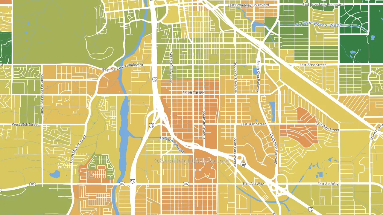 South Tucson, AZ block-group voter-turnout map