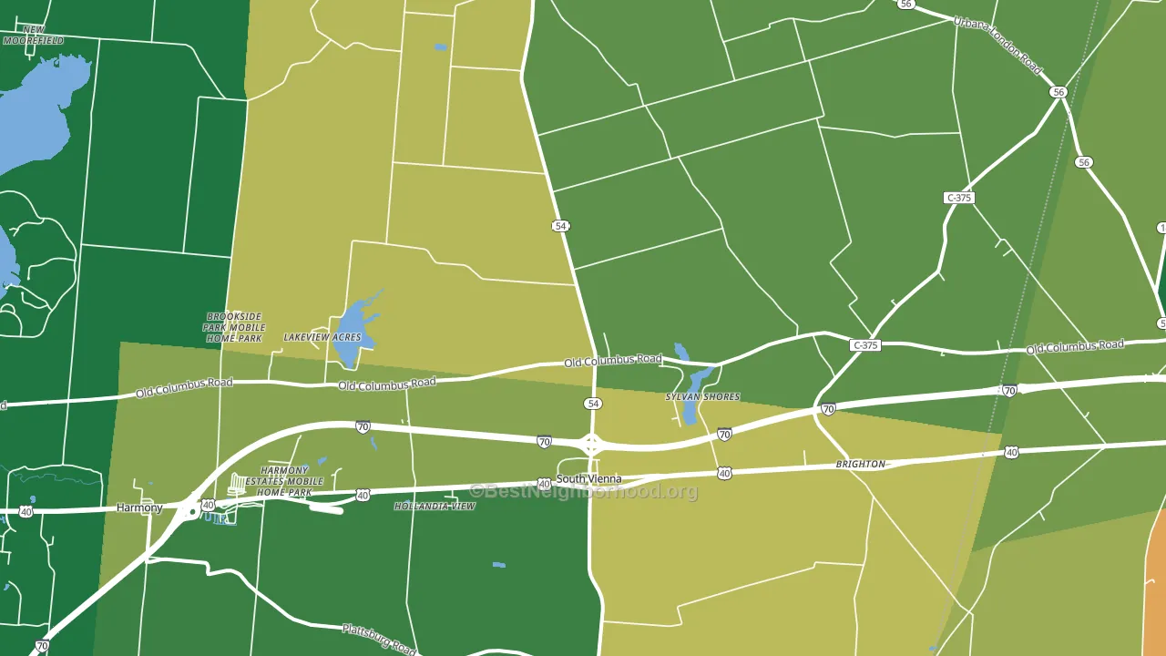 South Vienna, OH block-group voter-turnout map