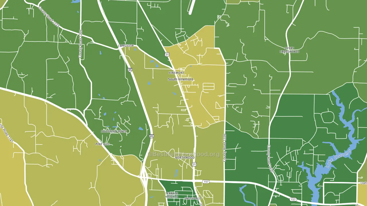 South Vinemont, AL block-group voter-turnout map