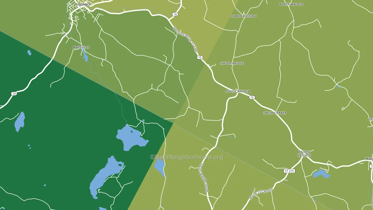 South Walden, VT block-group voter-turnout map