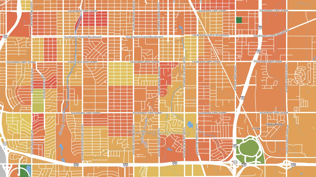 South Walker, Oklahoma City, OK block-group voter-turnout map