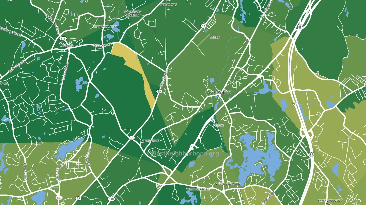 South Walpole, MA block-group voter-turnout map
