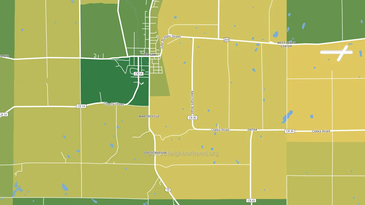 South Warsaw, NY block-group voter-turnout map