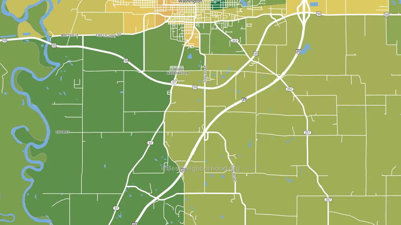 South Washington, IN block-group voter-turnout map