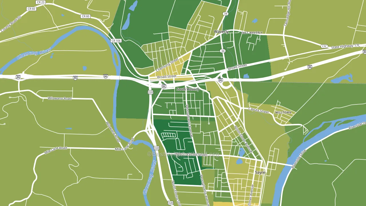 South Waverly, PA block-group voter-turnout map