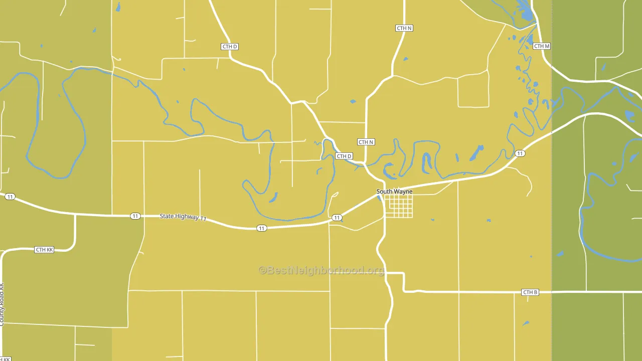 South Wayne, WI block-group voter-turnout map