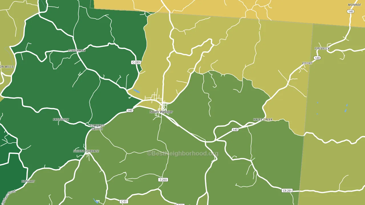 South Webster, OH block-group voter-turnout map