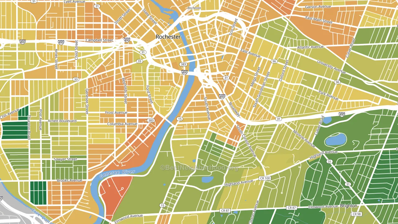 South Wedge, Rochester, NY block-group voter-turnout map