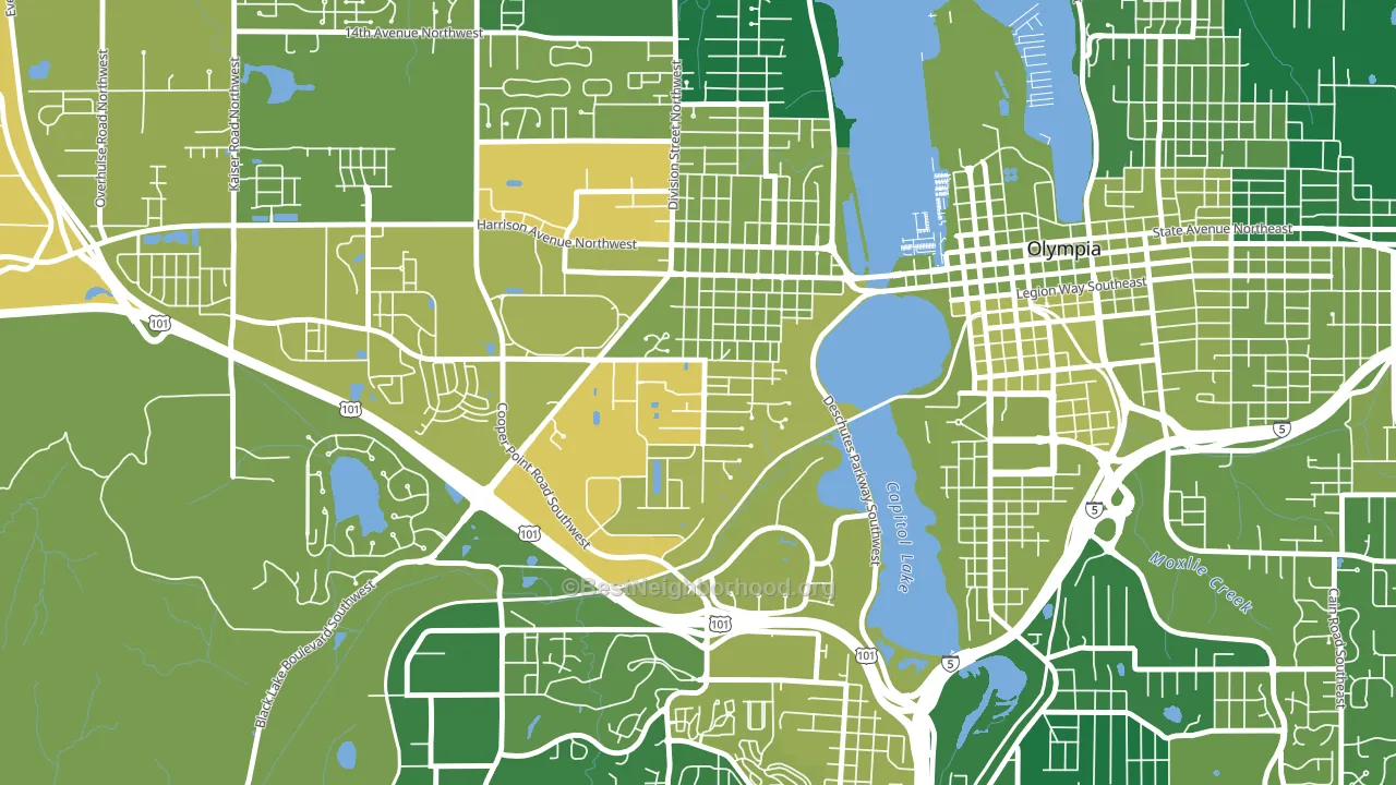 South Westside, Olympia, WA block-group voter-turnout map