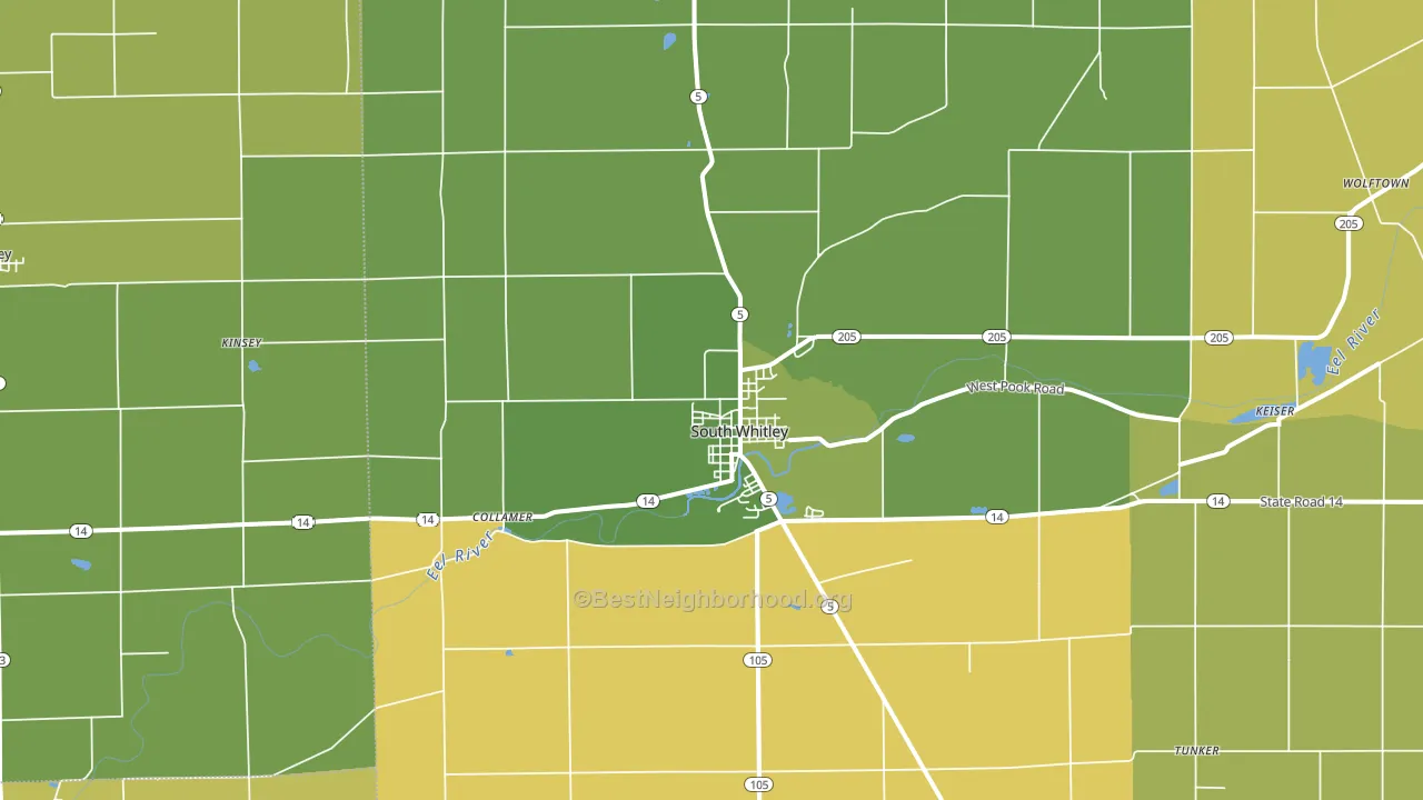 South Whitley, IN block-group voter-turnout map