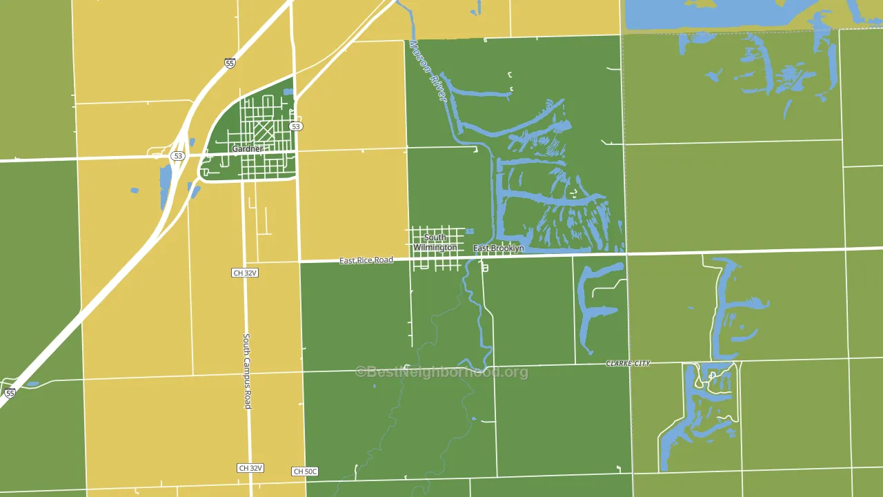 South Wilmington, IL block-group voter-turnout map