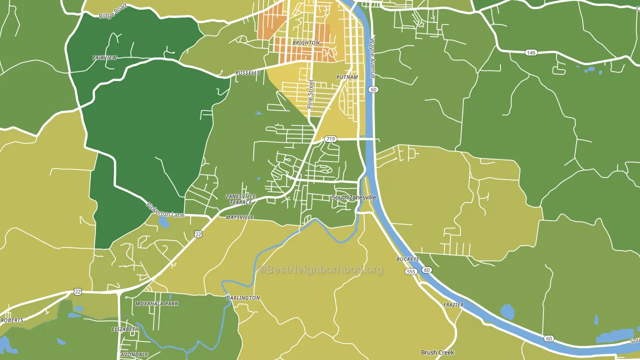 South Zanesville, OH block-group voter-turnout map