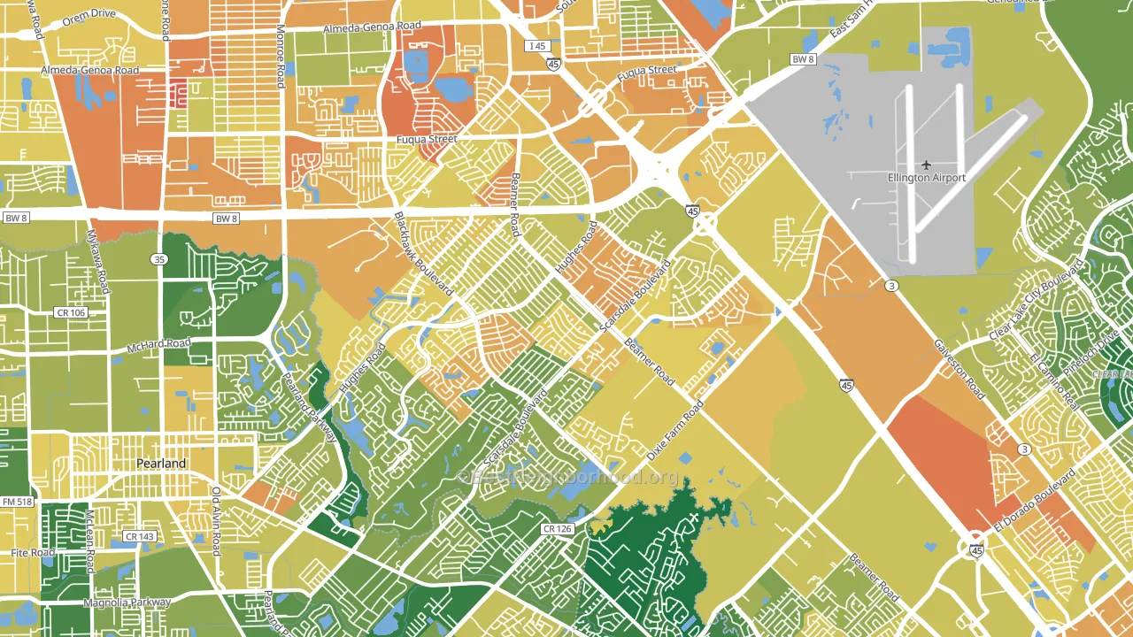 Southbelt Ellington, Houston, TX block-group voter-turnout map