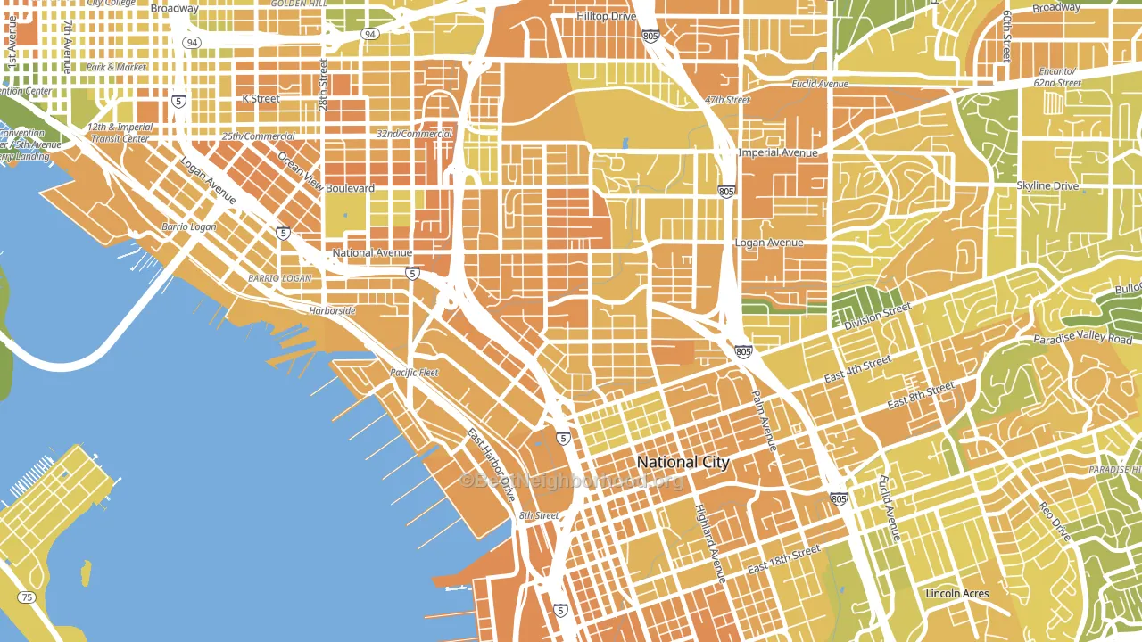 Southcrest, San Diego, CA block-group voter-turnout map