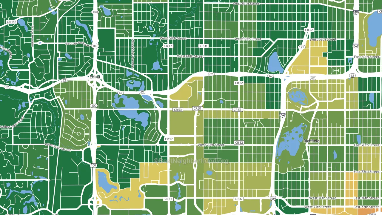Southdale, Edina, MN block-group voter-turnout map