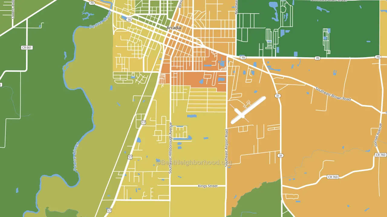 Southeast Arcadia, FL block-group voter-turnout map
