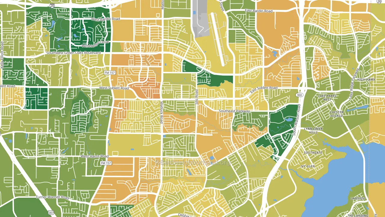 Southeast Arlington, Arlington, TX block-group voter-turnout map