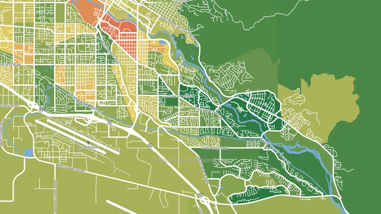 Southeast Boise, Boise, ID block-group voter-turnout map