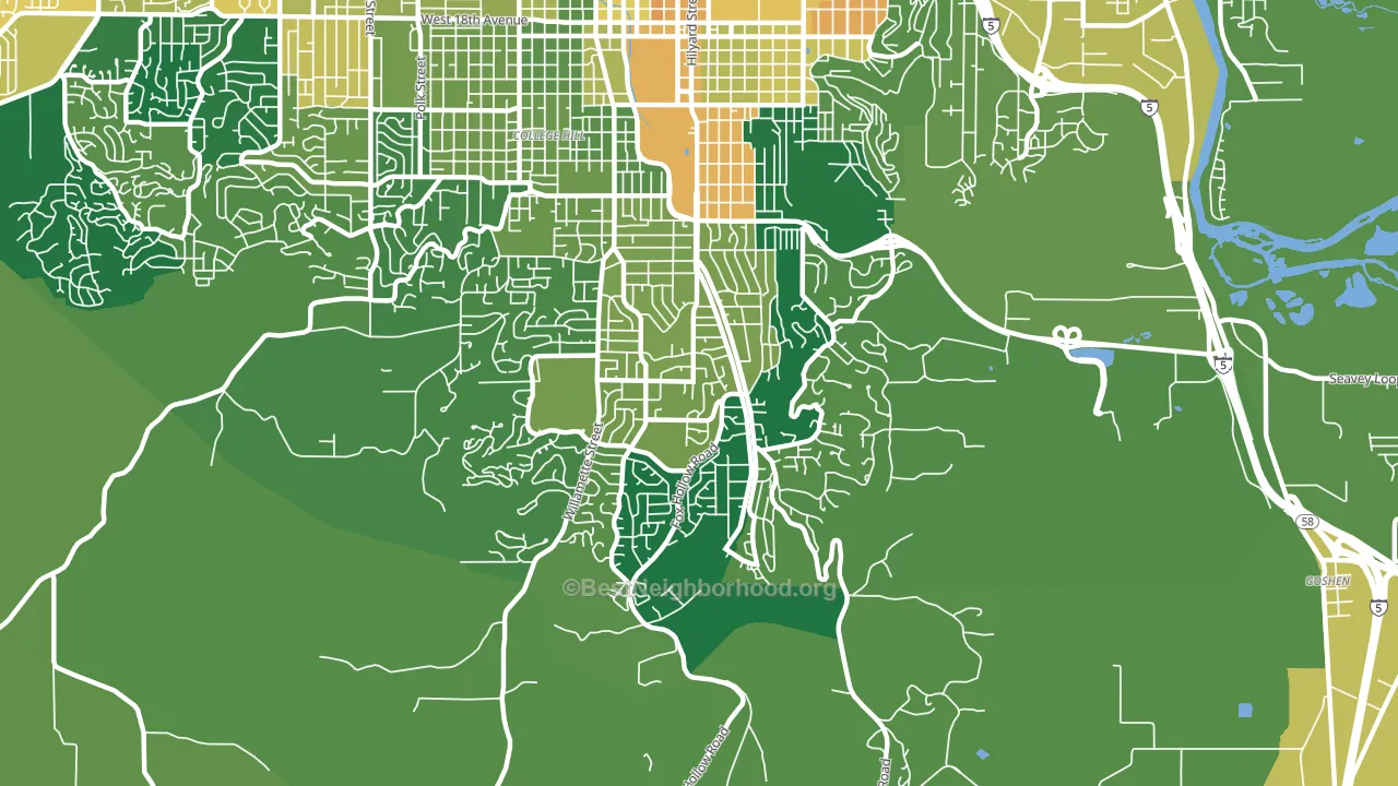 Southeast, Eugene, OR block-group voter-turnout map