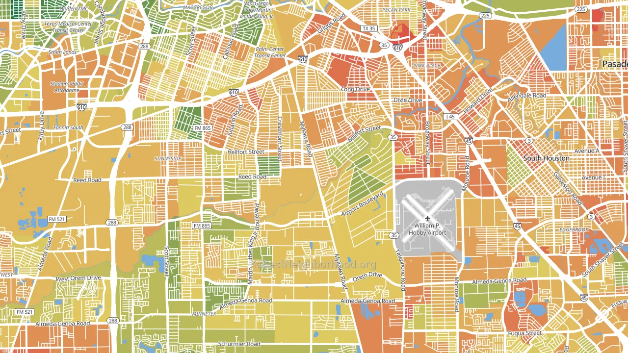 Southeast, Houston, TX block-group voter-turnout map