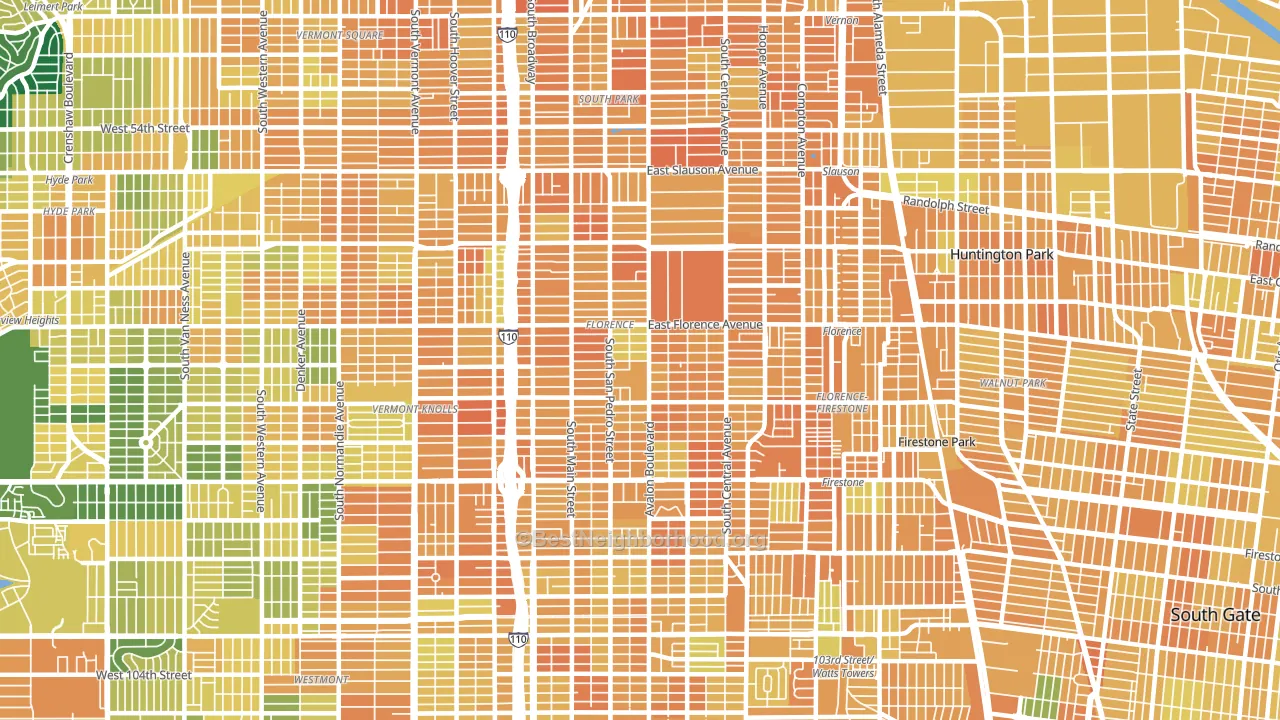 Southeast Los Angeles, Los Angeles, CA block-group voter-turnout map